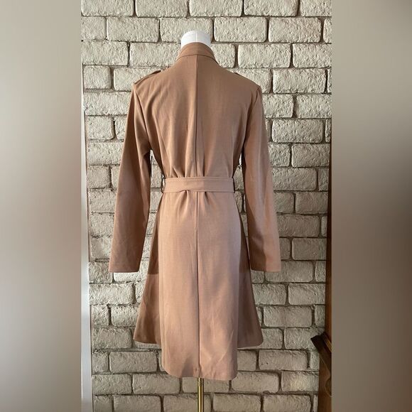 Love Tree Tan Long Sleeve Trench Coat Style Dress. Size Large - Picture 6 of 8
